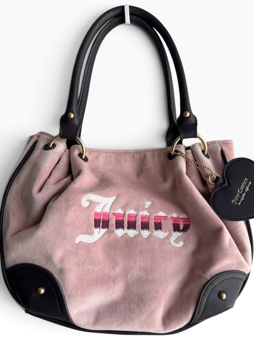 Juicy Couture Pink Suede Shoulder Bag with Dark Brown Handles